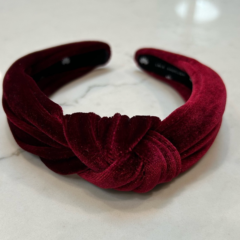 Lele Sadoughi Red/Burgandy Velvet Knotted Headband - new without tags